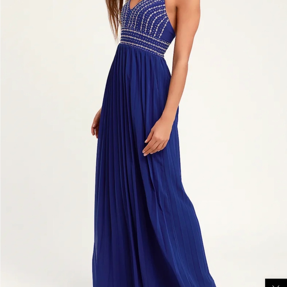NWT Lulu's Royal Blue Beaded Maxi Dress